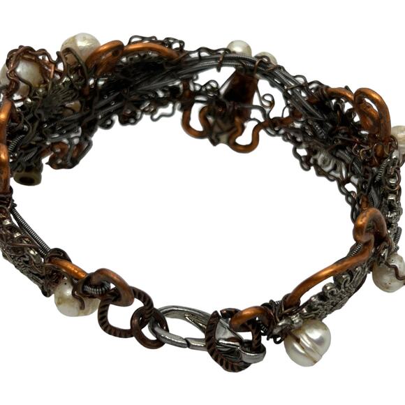 Artisan Handcrafted Gunmetal Filigree Pearl Wire Wrapped Victorian Gothic - Picture 10 of 10